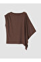 Ozmarka New Season Brown Boat Neck Shawl Detailed Modal Blend Blouse - 5