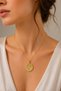 316L Steel Gold Color Chain Zircon Stone Embroidered Blue Stone Detailed Medallion Model Women's Necklace - 2