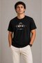 Men's Music Themed Printed T-Shirt Crew Neck Short Sleeve T-Shirt - Black - 3