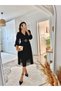 Women's chiffon fabric lined flared cut double breasted collar midi length dress - 4