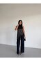 Women's Black Halter Neck Lace Embroidered Asymmetrical Satin Blouse Hzl26S-Fry123901 - 3