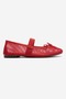 Berity Women's Mesh Ballerinas Red Genuine Leather - 5
