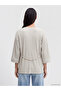 Beige Shawl Collar Striped Belted Women's Kimono - 4