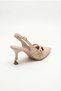 Women's Beige Troc Cross Strap Detailed Pointed Toe Heeled Slingback Shoes 50021011 - 4