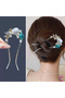 Starfish Seashell Japanese Bun Hairpin 12cm Gold - Pearl and Stone Inlaid Pearlescent Metal U Hair Stick - 4