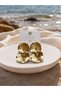 Gold Dangle Women's Earrings Organic Form Shiny Modern Stylish Big Earrings