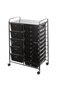 Zenments 15 Drawer Rolling Storage Cart, Mobile Drawer Carts for Craft Art Supply Paper Salon, Utility Cart on Wheels for Classroom Teacher School Office, Rolling Cart with Drawers, Black - ZEN-256 - 2