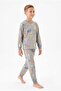 Boy's Long Sleeve Pajama Set 100% Cotton Safari Animal Pattern Combed Cotton - 3