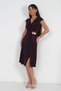 Women's Double Breasted Collar Half Moon Sleeves Floral Buckle Ruffle Detailed Lycra Sandy Short Dress - 3