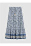 Blue Floral Skirt with Elastic Waist - 2