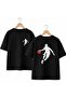 Basketball Black Shadow Back and Front Chest Printed 100% Cotton Oversize Loose Regular Fit Crew Neck T-Shirt