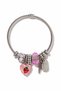 Strawberry and Heart Figured Multiple Charm Steel Bracelet - Faceted Beaded Adjustable Bracelet - 2