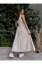 Belt Detailed Square Neck Midi Dress - 3