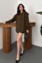Women's Brown Shirt with Elastic Back, Cotton, Long Sleeves, Buttoned, Plain Design - 4
