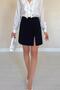 Women's Black Mini Skirt with Slits and Rose Detail, High Waist, Straight, Stylish Design - 3