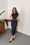 Women's Blue Denim Midi Dress Crew Neck Short Sleeve Fitted