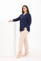 Large Size V-Neck Long Sleeve Blouse - 2
