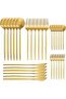Cutlery Set - 30 Pieces - Stainless Steel - Gold - Serves 6