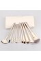 12pc Professional Beige Makeup Brush Set with Portable Travel Cosmetics Case