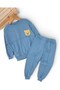 Boy's Slim Fit m Transitional Sweatsuit Set with Bear Embroidery and Grass Detail, Ages 2-3-4-5 - 2
