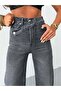 Women's High Waist Cross-Button Wide Leg Jean Pants - 4