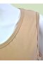 Beige Men's Regular Fit Sleeveless Basic T-Shirt - 2