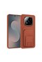 Xiaomi Redmi Note 14 Pro Plus 5g Compatible Case Flexstand Card Holder Silicone Case Brown