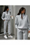 Women's Tracksuit Set - High Neck Half-Zip Sweatshirt & Jogger Bottom Top Set - 2