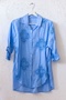 Italian Lavender Blue Shirt Collar 3/4 Sleeve Buttoned Hole Embroidery Detailed Casual Woven Shirt 80 68 - 2