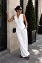 All-Day Elegance - Women's V-Neck Double-Breasted Button Detailed Vest and Wide-Leg Fabric Trousers Two-Piece Set - 2