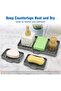 3-Piece Silicone Self-Draining Soap Dish & Sponge Holder Tray for Kitchen & Bathroom, 25.4x13.2x2 cm, Gray - 4