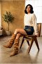 Luma Women's Boots Cowboy Bellows Thick Heeled Suede - 3
