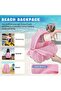 Highly durable mesh backpack with a transparent design, suitable for swimming, beach, sports, work, and travel (pink). - 3