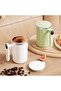 Leak-proof coffee stirrer with USB rechargeable battery, stainless steel insulated cup, 400ml large capacity, green. - 4