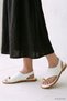 Flip Flop Sandals with Gold Buckle Detail 100 White