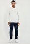 Men's Regular Fit Polo Collar White Sweatshirt - 3