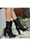Erita Black Leather Heeled Boots - 5
