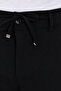 Men's Black Elastic Waist Lace-Up Slim Fit Fabric Trousers - 6