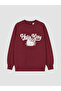 Xside Burgundy Printed Oversize Women's Thick Sweatshirt - 5