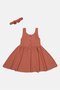Kids Girl 2 Pieces Textured Sleeveless With Headband Set, Brown - 3