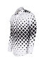 Men's White Black Geometric Patterned Digital Printed Long Sleeve Lycra Shirt - 4