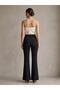 Women's Black High Waist Spanish Flare Scuba Crepe Gathering Stretchy Pants (Promotional Price) - 6