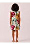Women's Multicolor Floral Patterned Cotton Pocketed V-Neck Dress - 5
