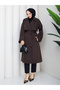 Women's Oversize Buttoned Hijab Trench Coat Rc3111 - 6