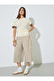 Beige Slim Fit Side Ruching T-Shirt - 2