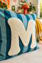 Punch Embroidered Throw Pillow Cover - 43*43 cm - Blue Letter m - Pnk001 - 2