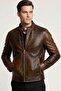 Nolan Vintage Leather Judge Collar Genuine Leather Men's Coat