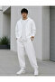 Men's 3-Yarn Oversize Hooded Zipper Sweatshirt Cardigan Track Suit Set - 4
