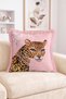 Leopard Figured and Tropical Leaf Detailed Fringed-Tasseled Throw Pillow Cover with Pearl Pendant Vintage Decorative Pillowcase - 2
