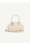 Cream Shk 339 Faux Leather, Zippered, Trok, Heart Charm Detailed, Women's Hand, Arm and Shoulder Bag